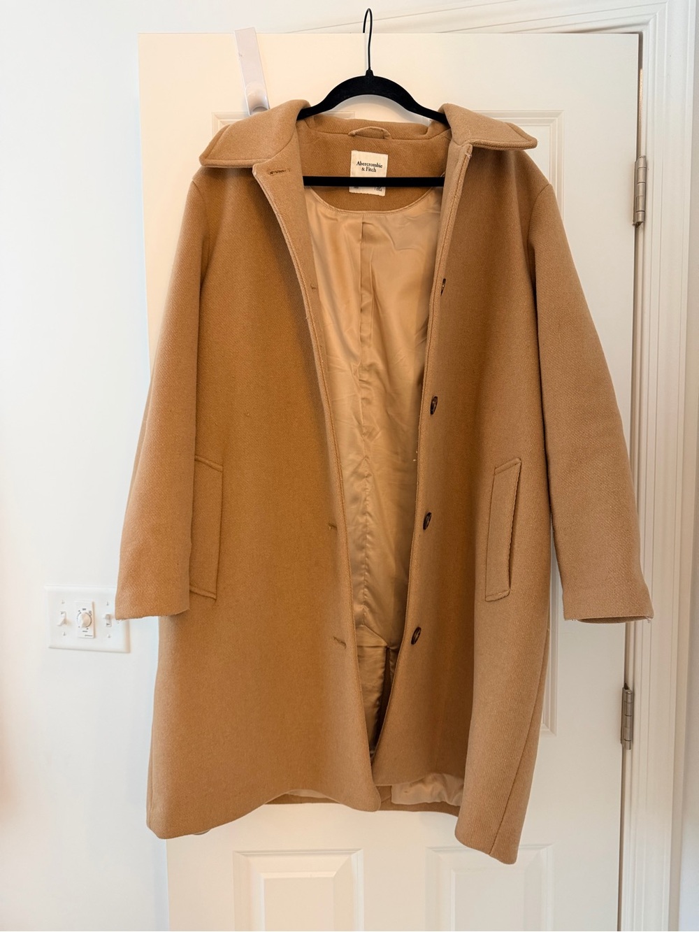 Abercrombie Women’s Wool Blend Camel Overcoat